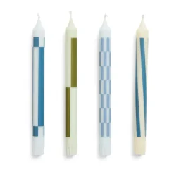 Pattern candle mix 4-pack, Green-blue