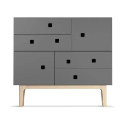 Peep B1 dresser, Slate grey, white-pigmented oak