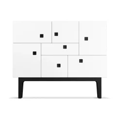Peep C1 cabinet, White. black lacquered stand