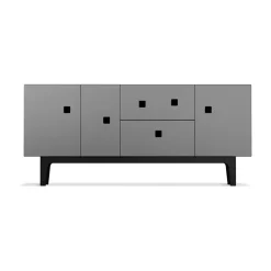 Peep M2 media bench, Slate grey. black lacquered