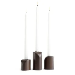 PI candle holder 3 parts, Dark brown stained mahogany