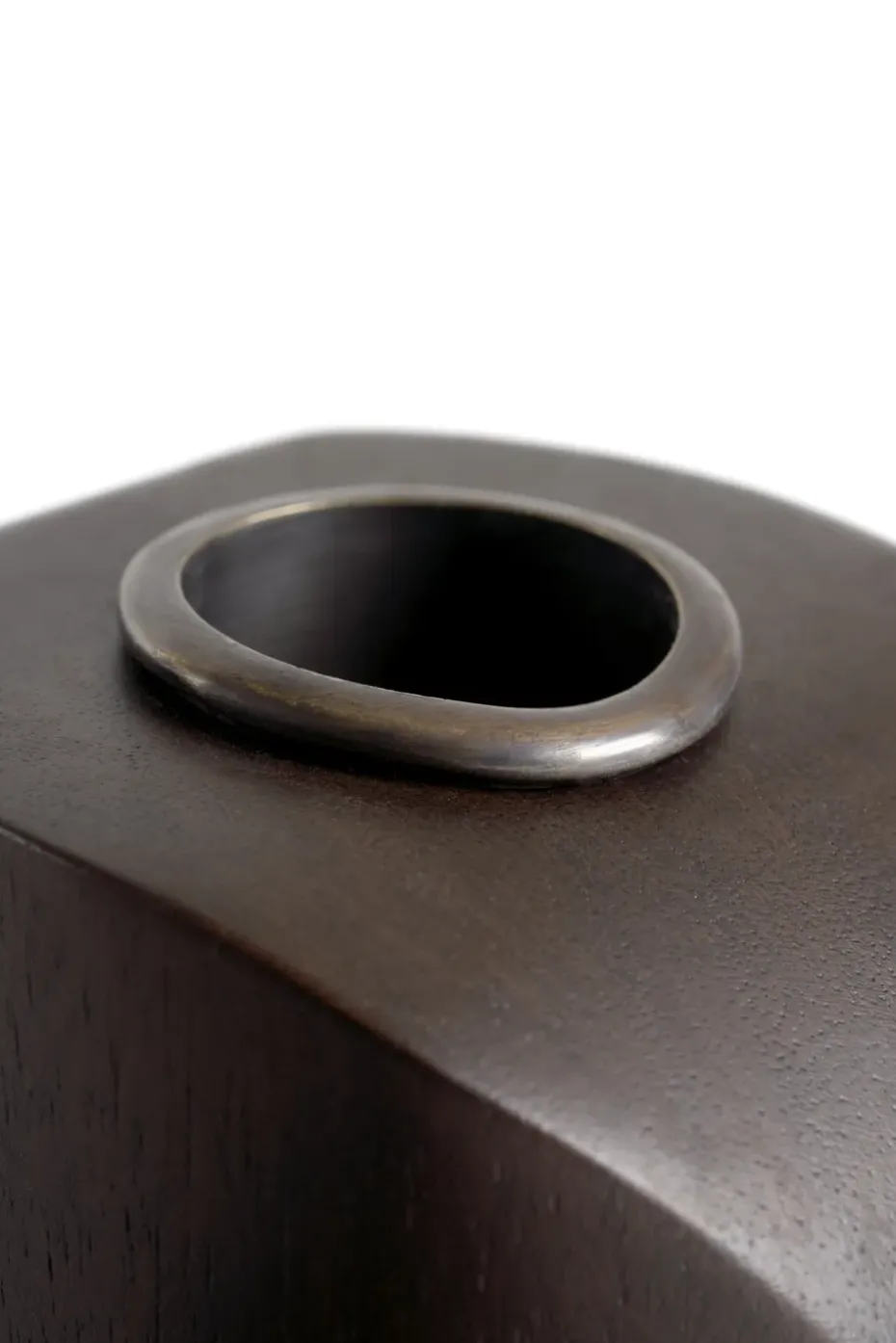 PI candle holder 3 parts, Dark brown stained mahogany
