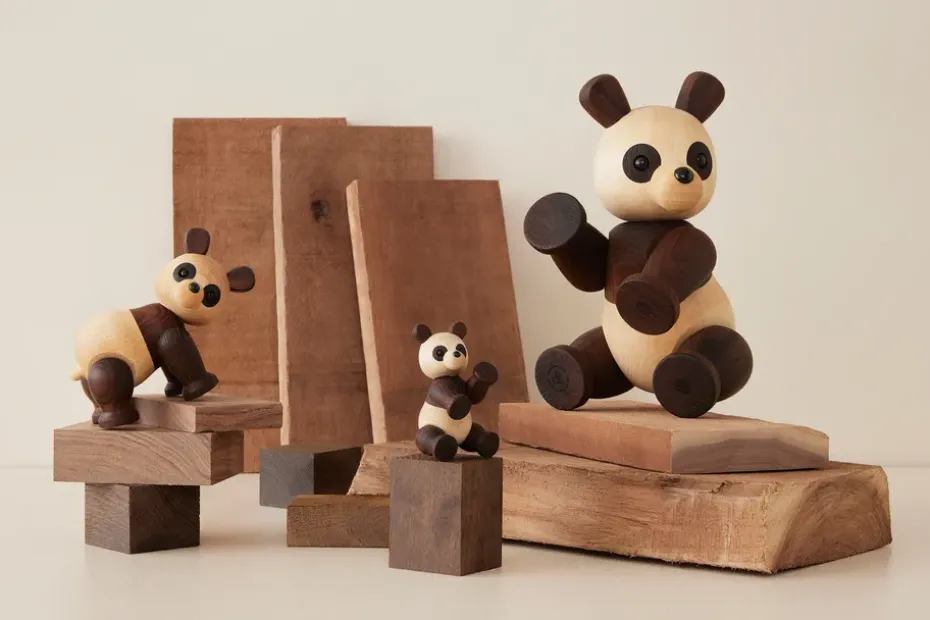 Pixi Panda decoration maple 9 cm, Brown