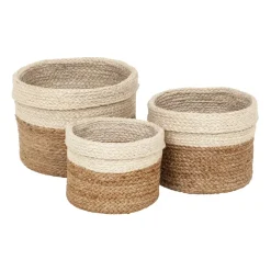 Plaited storage box 3-pack, Nature-white