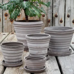 Planet Saturn flower pot Ø16 cm, grey