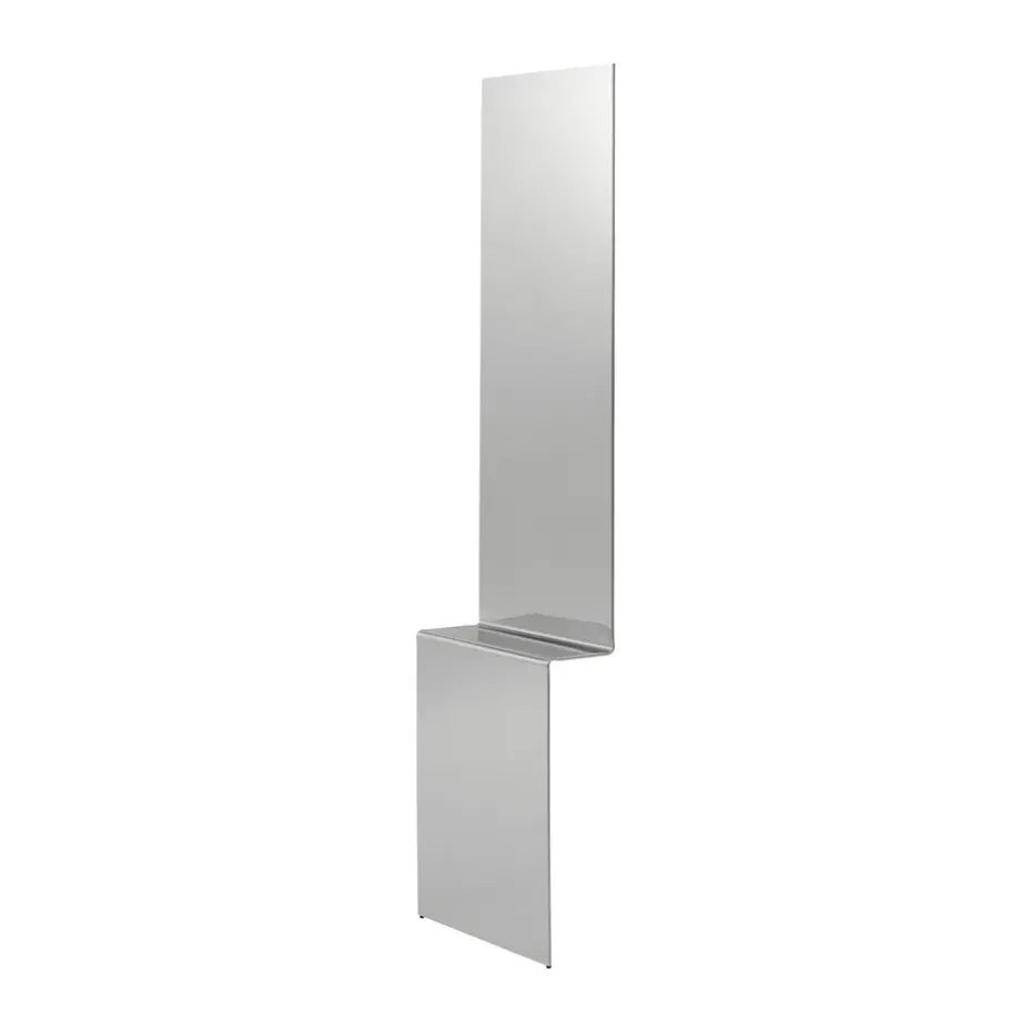 Pleat wall mirror, Polished steel, 227x57 cm