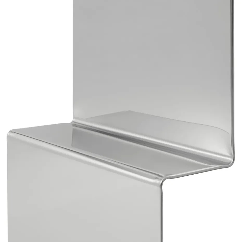 Pleat wall mirror, Polished steel, 227x57 cm