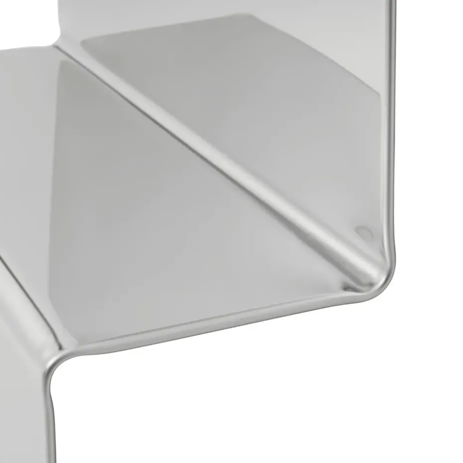 Pleat wall mirror, Polished steel, 227x57 cm