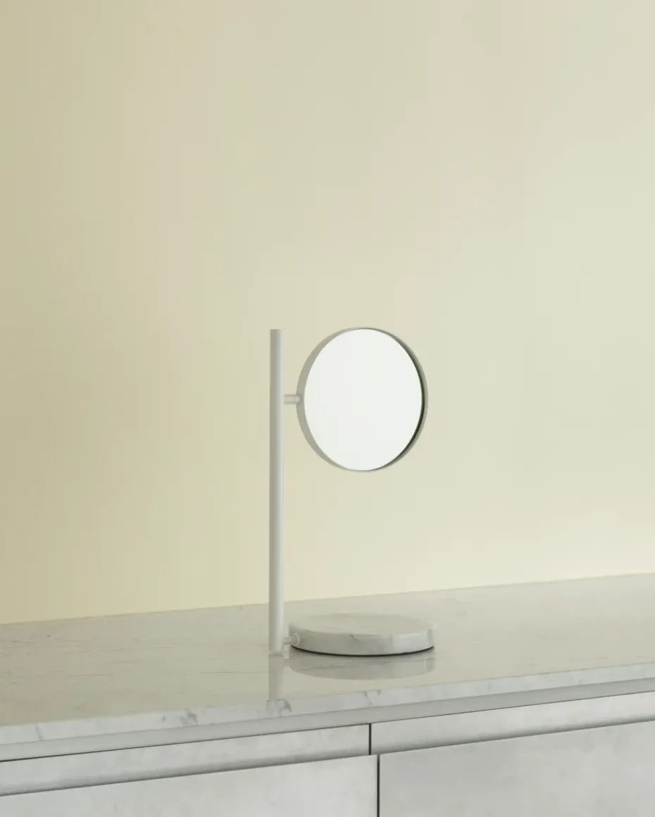 Pose table mirror double-sided, White