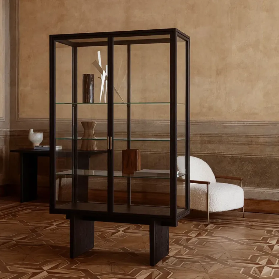 Private display cabinet, Glass. brown-black stained oak