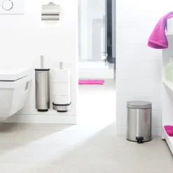 Profile toilet brush with wall mounting, matte steel