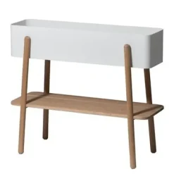 Prunella flower table, white- oack