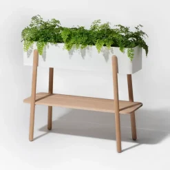 Prunella flower table, white- oack