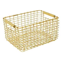 Rectangular 15 storage basket, brass