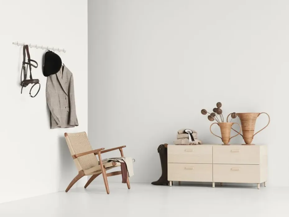 Relief hook rack large 123 cm, White