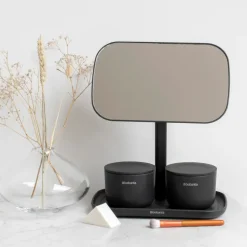 ReNew mirror with storage tray, dark grey
