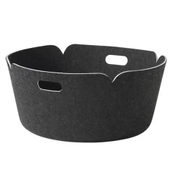 Restore storage basket round, Black melange