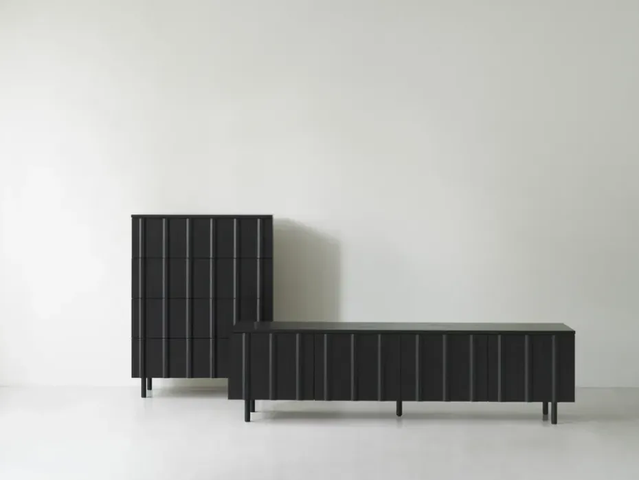 Rib sideboard low, Soft Black