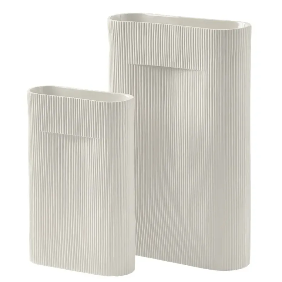 Ridge vase 35 cm, Off white