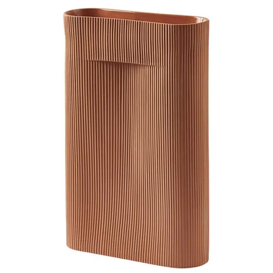 Ridge vase 48.5 cm, Terracotta
