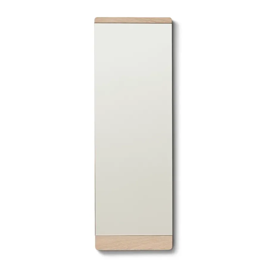 Rim wall mirror 35x110 cm, White oak