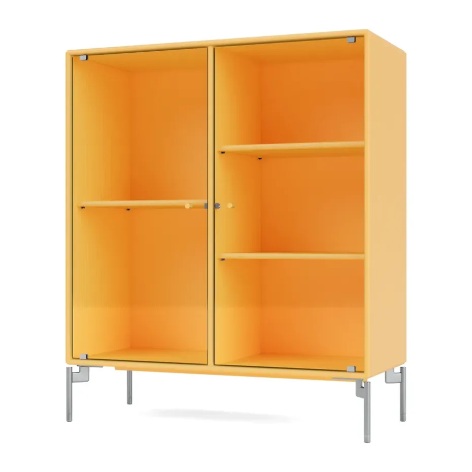Ripple II display cabinet 69.6x82.2x30 cm, Acacia-legs chrome