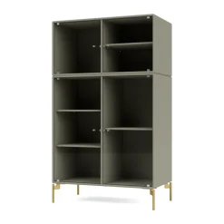 Ripple III display cabinet 69.6x117.6x38 cm, Fennel-legs brass