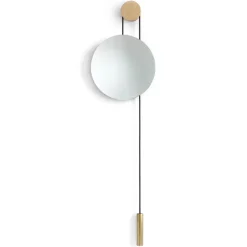 Rise and Shine mirror, Natural oak-brass weight