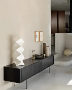 Roller Max TV unit, Lacquered teak-black-2 doors