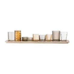 Sanga tray with candle holders 10 pieces, Brown
