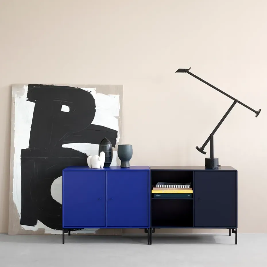 Save side table, Anthracite 04, black lacquered leg