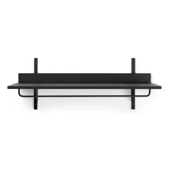 Sector shelf with hanging rail 37x87 cm, Black ash-black brass