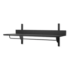 Sector shelf with hanging rail 37x87 cm, Black ash-black brass