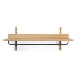 Sector shelf with hanging rail 37x87 cm, Oak-black brass