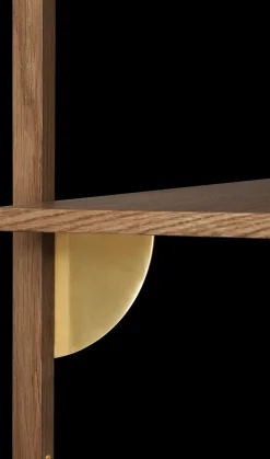 Sector shelfL/S, Smoked Oak, brass