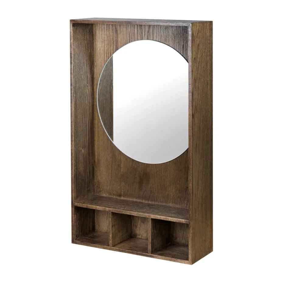 Show-me mirror with shelf small, Dark oiled