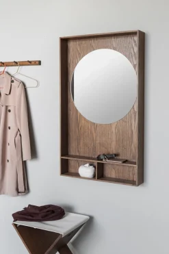 Show-me mirror with shelf large, Dark oiled