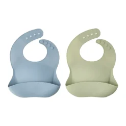 Silly bib silicone 2-pack, Green-Blue