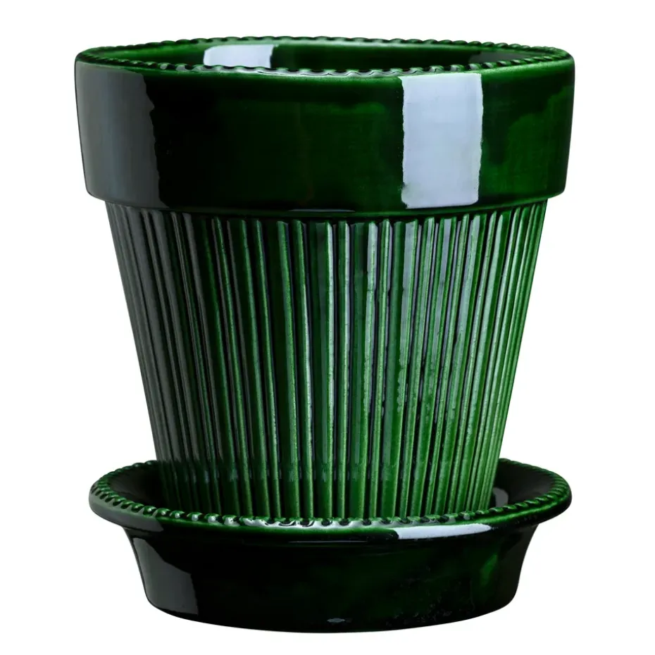 Simona flower pot glazed Ø16 cm, Green
