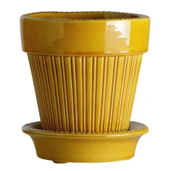 Simona flower pot glazed Ø16 cm, Yellow