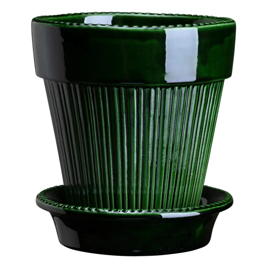 Simona flower pot glazed Ø12 cm, Green