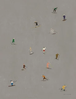 Skiers poster 40x50 cm, grey