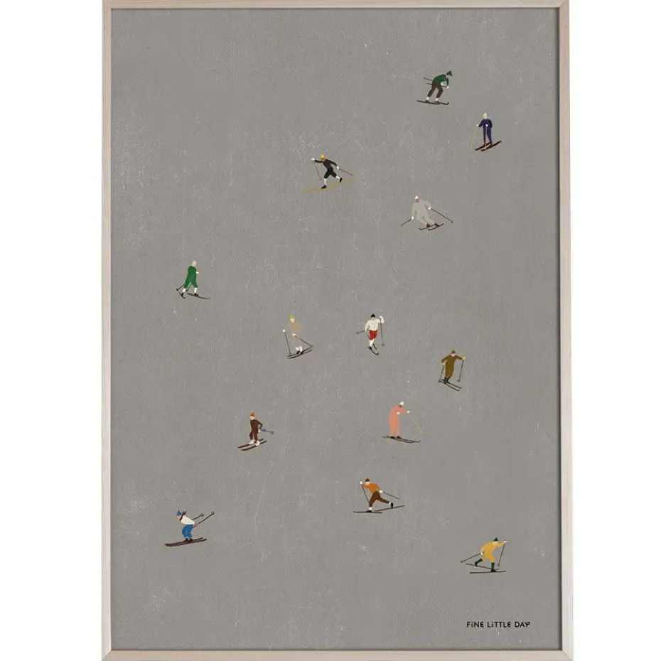 Skiers poster 50x70 cm, grey