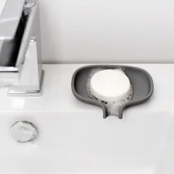 Soap dish with drainage spout silicone, Grafite grey