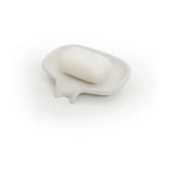Soap Saver Flow soap dish with drainage spout concrete, White