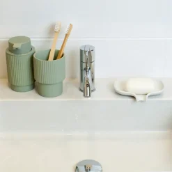 Soap Saver Flow soap dish with drainage spout concrete, White