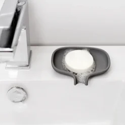 Soap Saver Flow soap dish with drainage spout small, Graphite grey