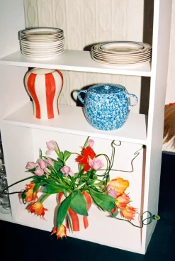 Sobremesa stripe vase S 22 cm, Red