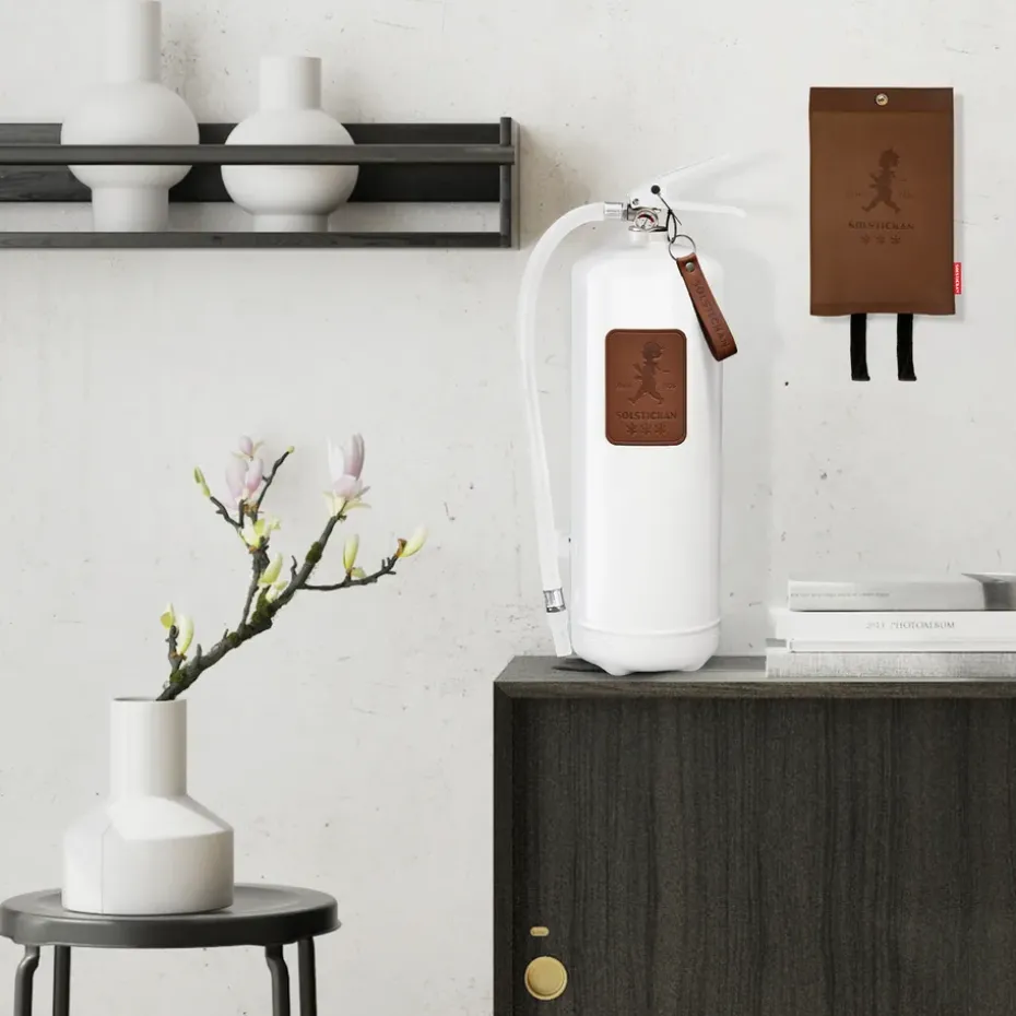 Solstickan fire extinguisher 6 kg, White-dark brown leather