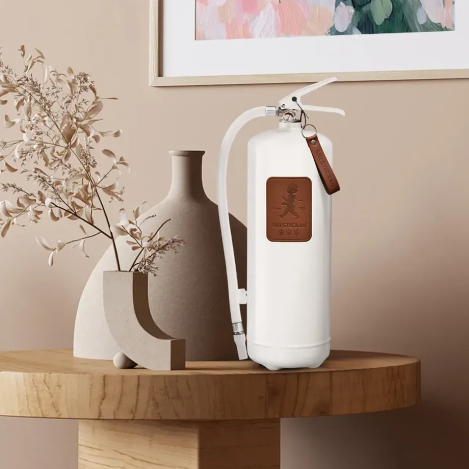 Solstickan fire extinguisher 6 kg, White-dark brown leather